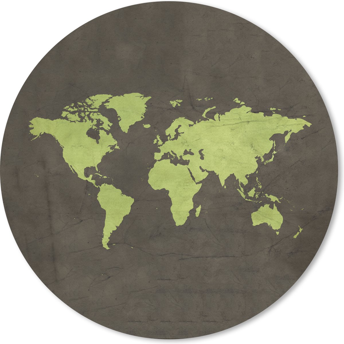 Muismat rond 30x30 cm - Mousepad Wereldkaart - Topografie - Groen - Ronde muismatten