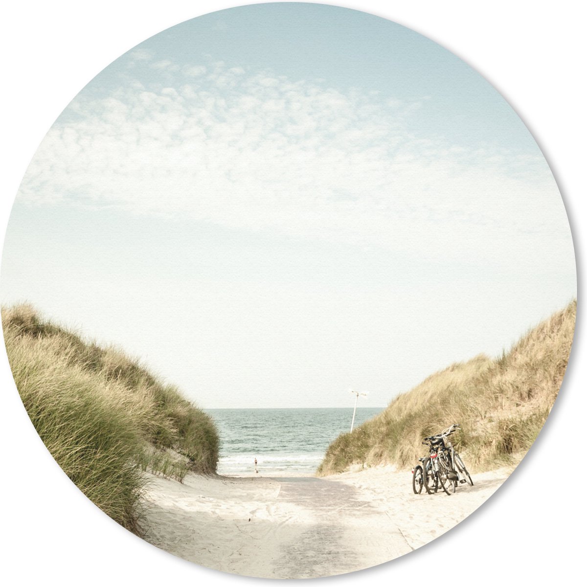 Muismat rond 30x30 cm - Mousepad Strand - Fiets - Wolken - Ronde muismatten