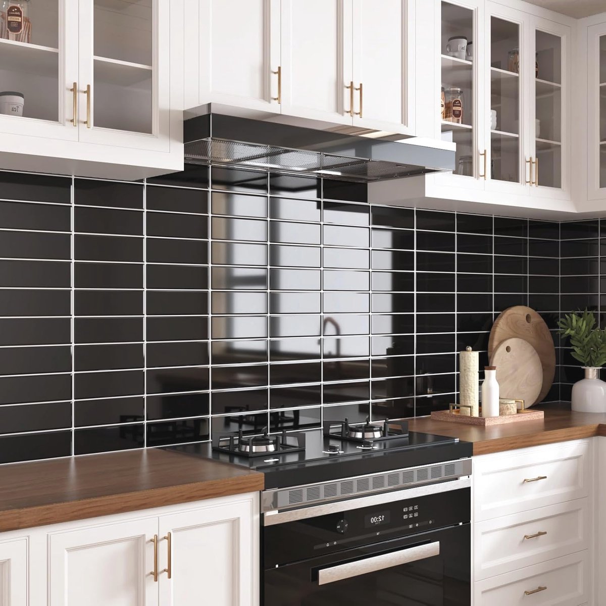 Zwarte 3D Tegelstickers voor Keuken en Badkamer - Zelfklevend, Flexibel en Waterdicht - 30x30 cm
