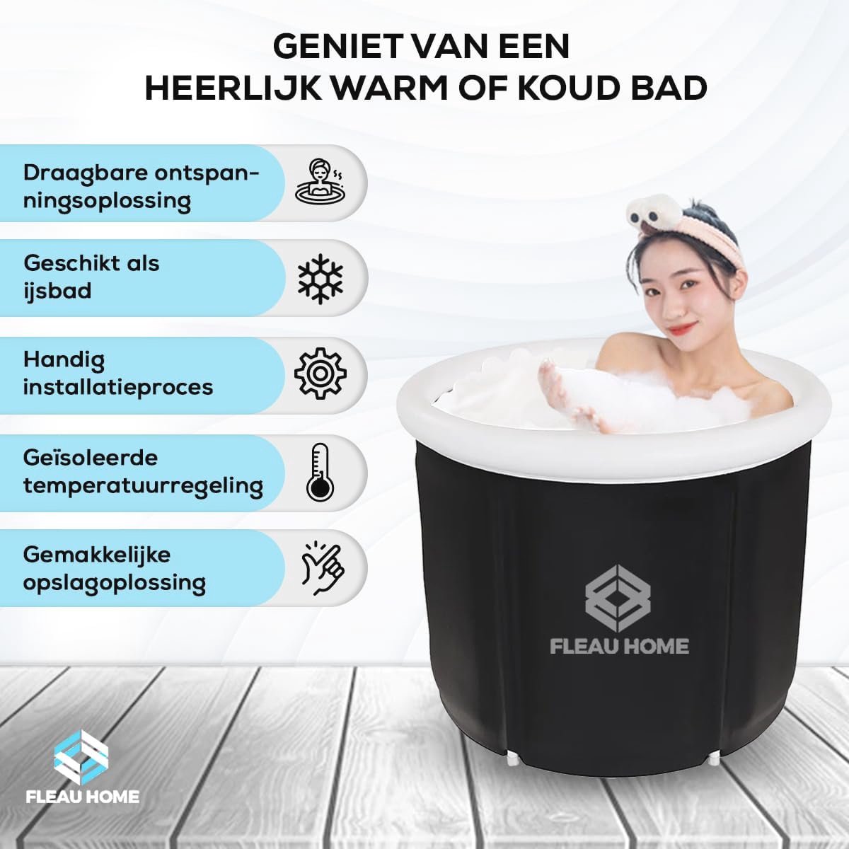 Groot Opblaasbaar IJsbad met Deksel en Pomp - Isolerend - afbeelding 3