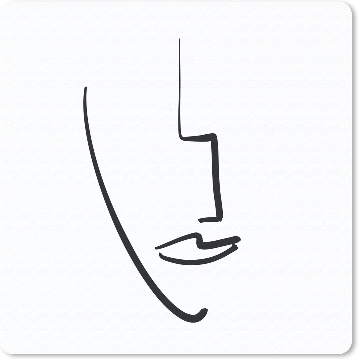 Muismat 30x30 cm - Mousepad Gezicht - Zwart - Wit - Abstract - Muismatten