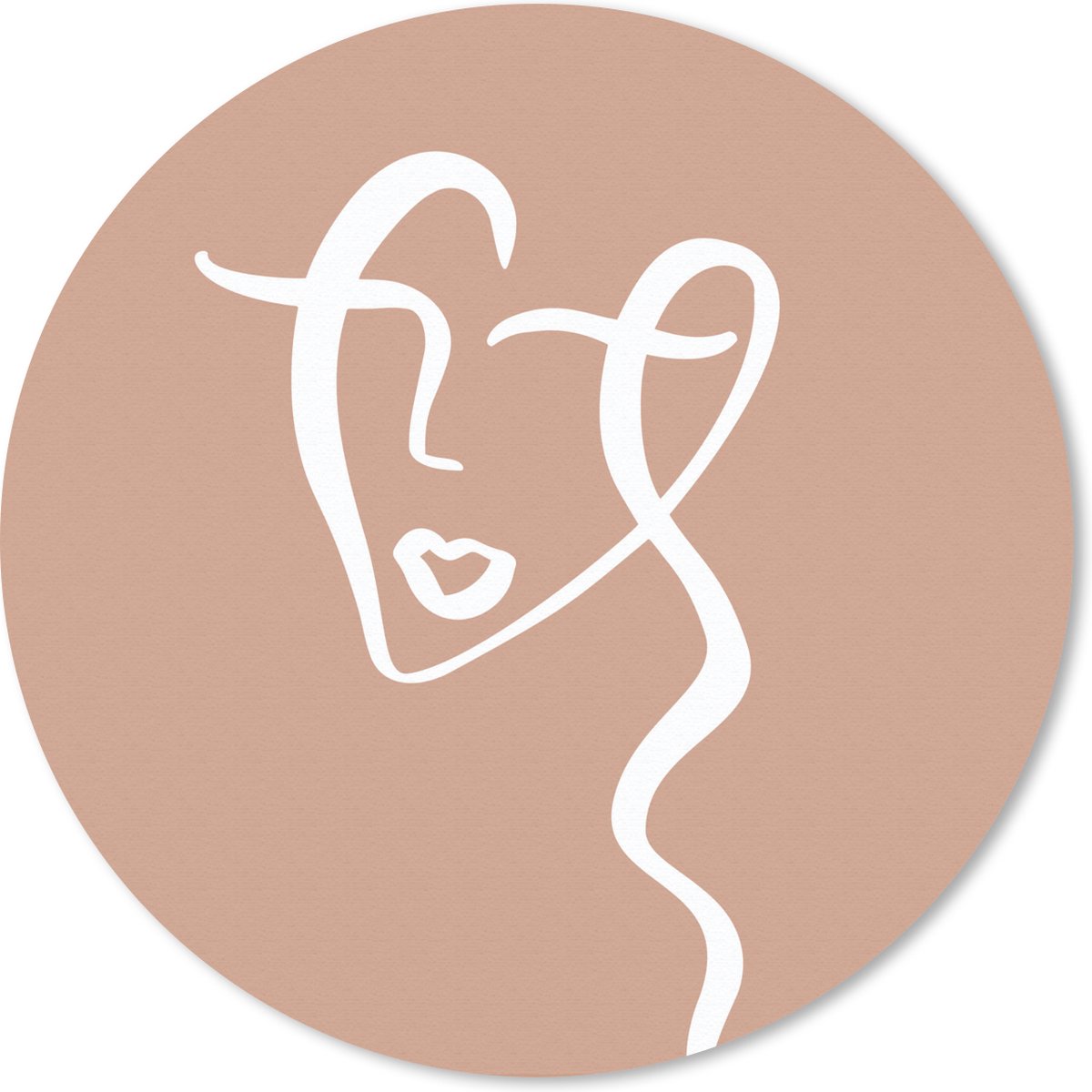 Muismat rond 30x30 cm - Mousepad Gezicht - Vrouw - Bruin - Wit - Ronde muismatten