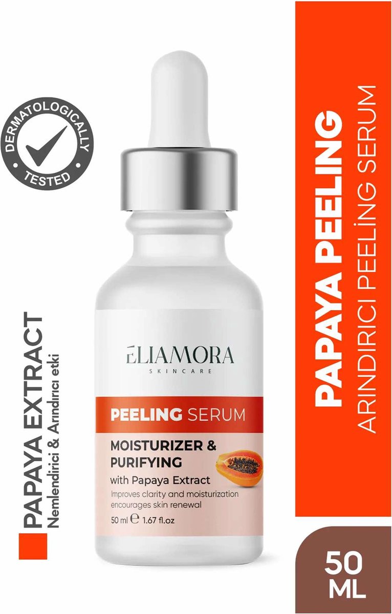 Goedkoopste Eliamora Peeling Serum Moisturizer & Purifying met Papaya Extract Poriënverstrakkend Peeling Serum voor Gezicht en Lichaam Hydraterende en zuiverende effect Alle huidtypes 50 ml