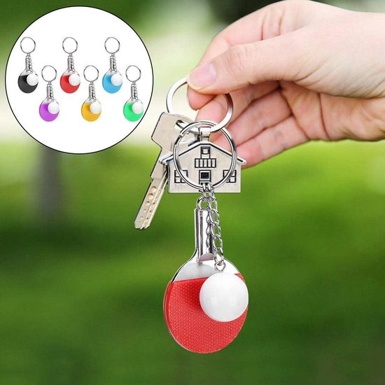 MengH-SHOP Mini-sleutelhangers voor tennisrackets en tennisbal van metaal, creatief, voor sportliefhebbers, 12 stuks