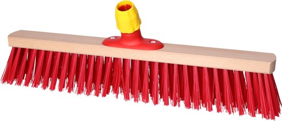 Buemag buiten bezemkop voor tegels - met steelhouder - rood - Breed 50 cm - hout/kunststof - harde straatbezem van Buemag — afbeelding 4