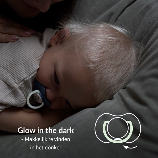 Difrax LOVI Dynamische Fopspeen 18+ Maanden - Jongen setje - Glow in the dark - 2 Stuks, Siliconen Speen, Gemakkelijk te Accepteren van Merkloos — afbeelding 5