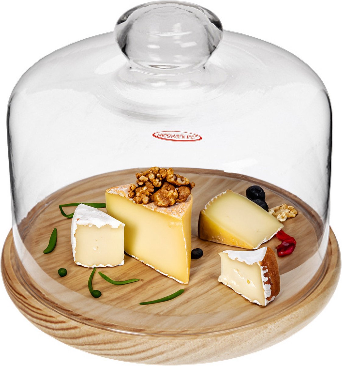 Alessandro Kaasstolp/borrelplank - glas/hout - 25 cm - kaasplank/taartplateau — cadeau in Kookcadeaus - foto 2