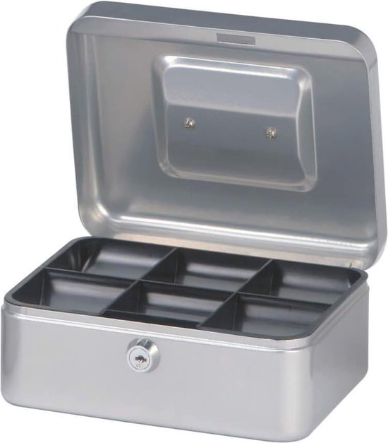 Mini Safe Security Box, draagbare stalen petty lockable cash spaarpot huishouden munten veilige veiligheidsopbergdoos met 6 vakken voor sieraden, munten, contant geld
