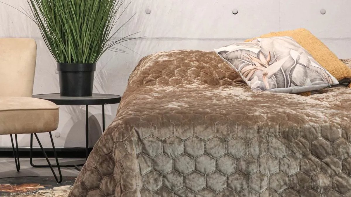 Unique Living - Bedsprei Peggy 240x280cm taupe — cadeau in Wonen & Interieur - foto 7