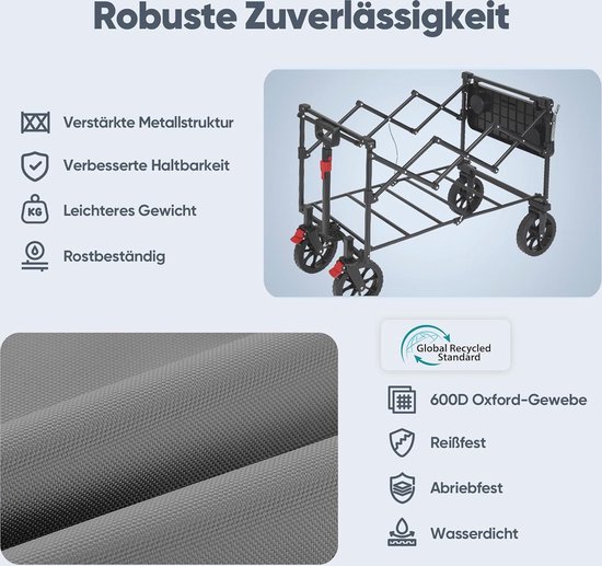 Opvouwbare Bolderkar met Tafelblad - 150L 150KG voor Stranduitstapjes van Sekey — afbeelding 4