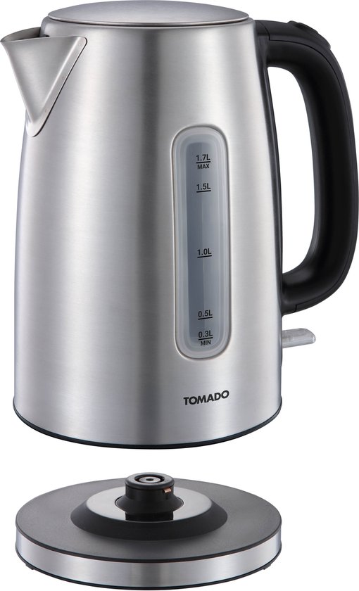 T24 Waterkoker, retro design in mat grijs, waterkoker roestvrij staal