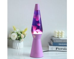 i-Total Lavalamp - Lava Lamp - Sfeerlamp - 40x11 cm - Glas/Aluminium - 30W - Paars met roze Lava - Paarse Voet- XL2940