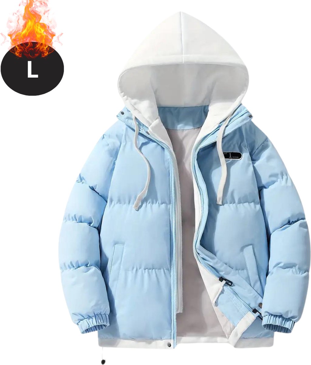 Livano Winterjas - Parka - Heren - Winter - Jas - Volwassen - Stijlvol - Met Capuchon - Gewatteerde Jas - Blauw - L