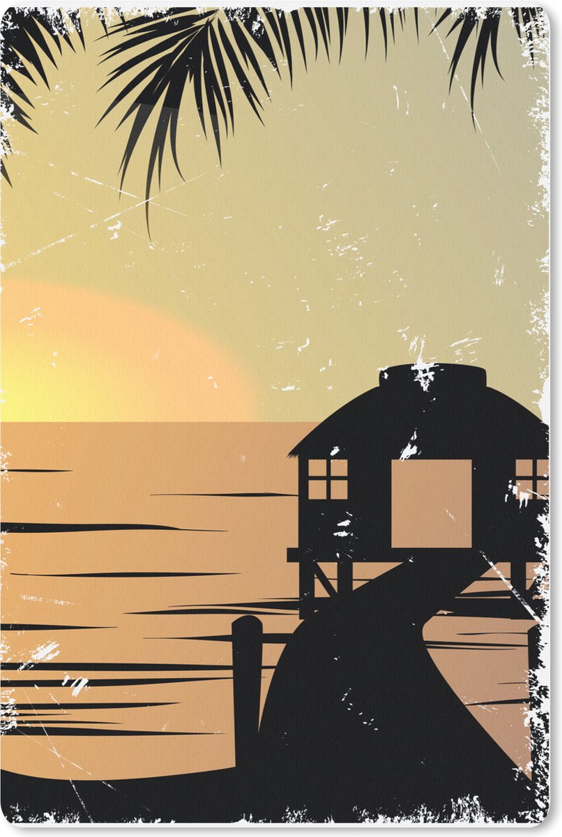 Muismat 18x27 cm - Mousepad Hut - Pier - Palmbladere - Zee - Muismatten