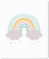 Muismat Groot - Regenboog - Wolken - Regen - Kinderen - Pastel - 30x40 cm - Mousepad - Muismat