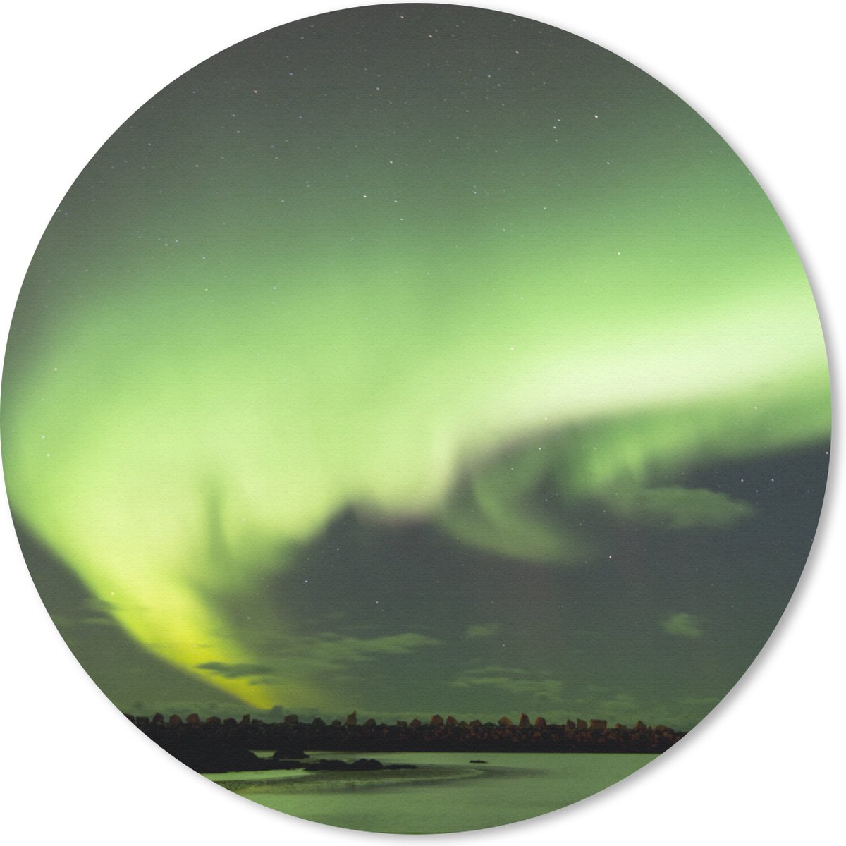 Muismat rond 40x40 cm - Mousepad Noorderlicht - Groen - Noorwegen - Ronde muismatten