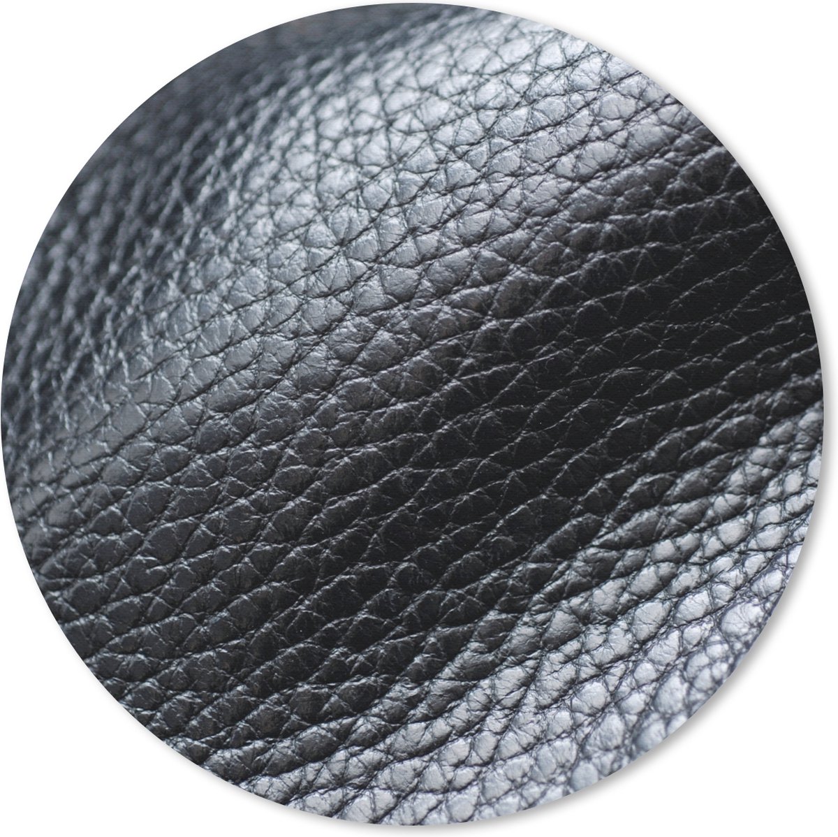 Muismat rond 20x20 cm - Mousepad Leer - Structuur - Zwart - Licht - Ronde muismatten