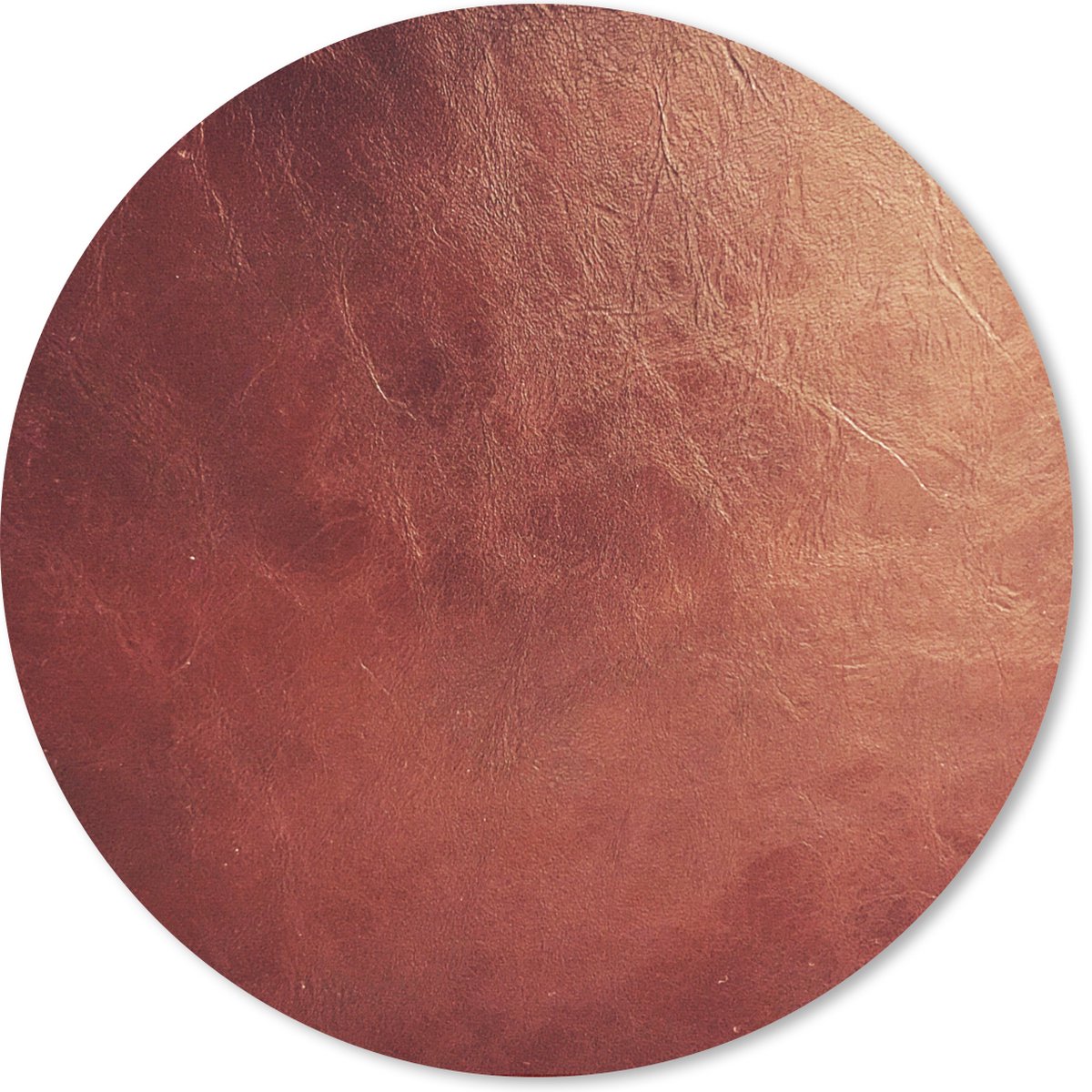 Muismat rond 20x20 cm - Mousepad Leer - Lederlook - Bruin - Licht - Ronde muismatten