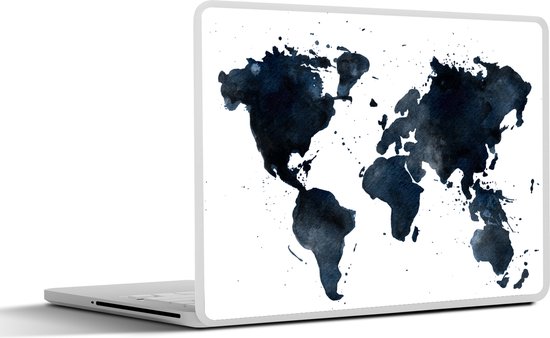 Autocollant pour ordinateur portable - 10,1 pouces - Wereldkaart - Abstrait - Blauw - 25x18cm - Autocollants pour ordinateur portable - Skin pour ordinateur portable - Couverture