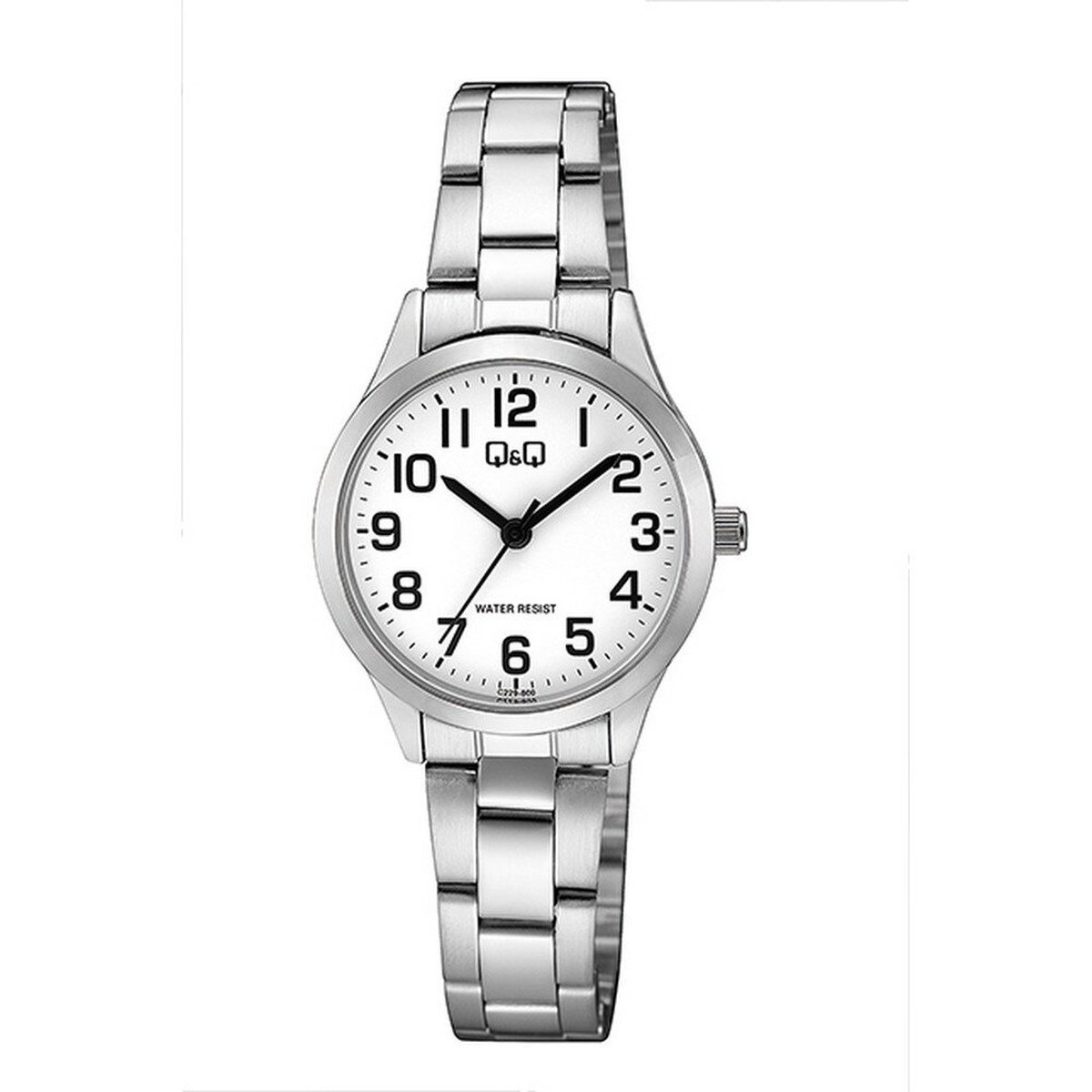 QQ C229-800Y - Horloge - Analoog - Vrouwen - Dames - Stalen band - Rond - Metaal - Cijfers - Zilverkleurig - Wit
