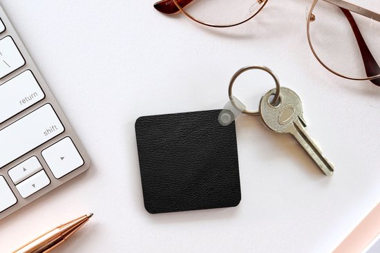 Porte-clés - Cuir - Cuir - Aspect cuir - Zwart - Grijs - Imprimé - Plastique