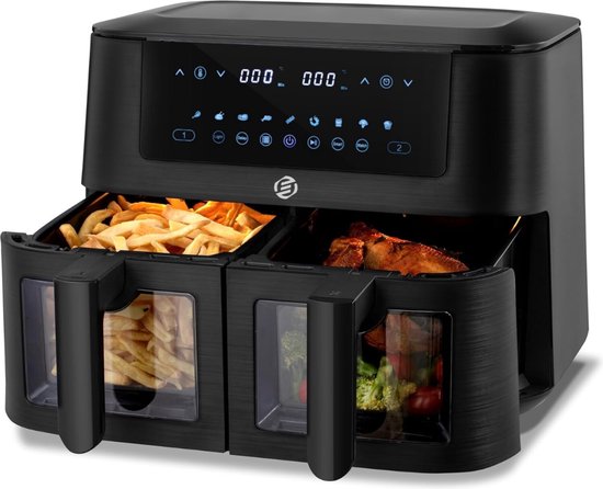 Equivera Dubbele Airfryer 8L 3040W Zwart