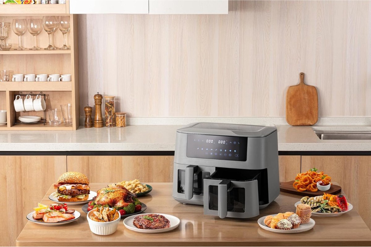 Afbeelding 3 van Equivera Dubbele Airfryer - Dubbele Mand - Dual Cook - Heteluchtfriteuse - Verschillende Programma's - Dual Zone - Mega
