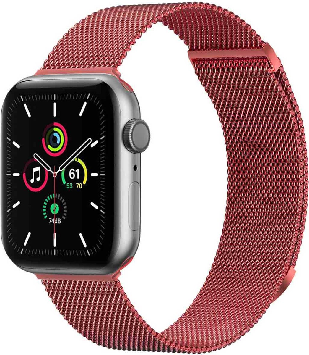 iMoshion Bandje Geschikt voor Apple Watch Bandje Series 1 / 2 / 3 / 4 / 5 / 6 / 7 / 8 / 9 / SE - 38 / 40 / 41 mm Maat S - iMoshion Milanees magnetische band - Rood
