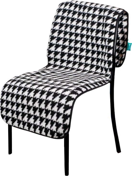 Qnuss Elektrisch Warmtedeken XL - Duurzaam & Draadloos - Infrarood Warmtedeken - Verwarmd Stoelkleed - 135x45 cm - Houndstooth - Inclusief Powerbank