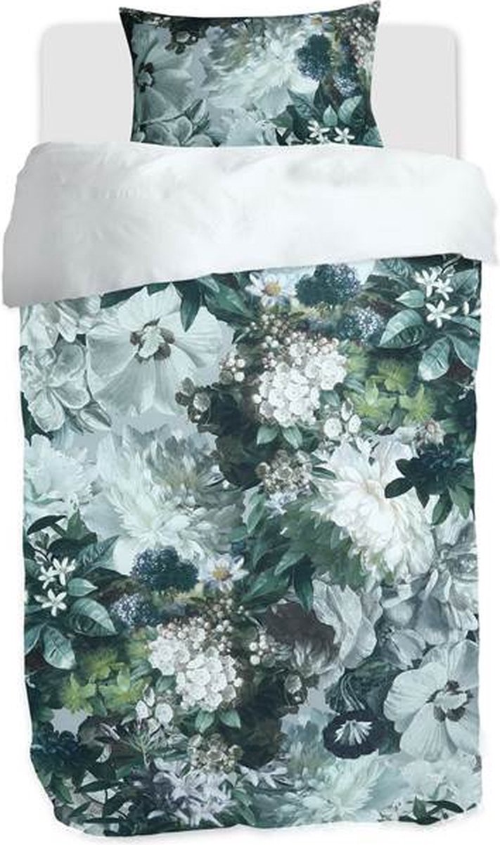 M.M Linen Florian Dekbedovertrek - Eenpersoons - 140x200/220 cm - Blauw Groen