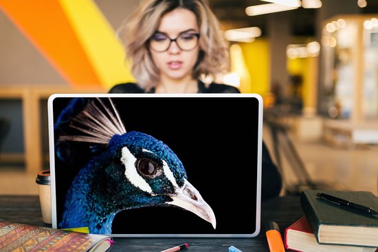 Sticker ordinateur portable - 17,3 pouces - Paon - Animal - Blauw