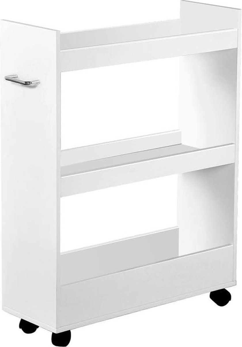 Nisrek van FSC-gecertificeerde spaanplaat melamine gecoat - wit - 60 x 22 cm - 78 cm hoog - inklapbaar Wasmachine rek