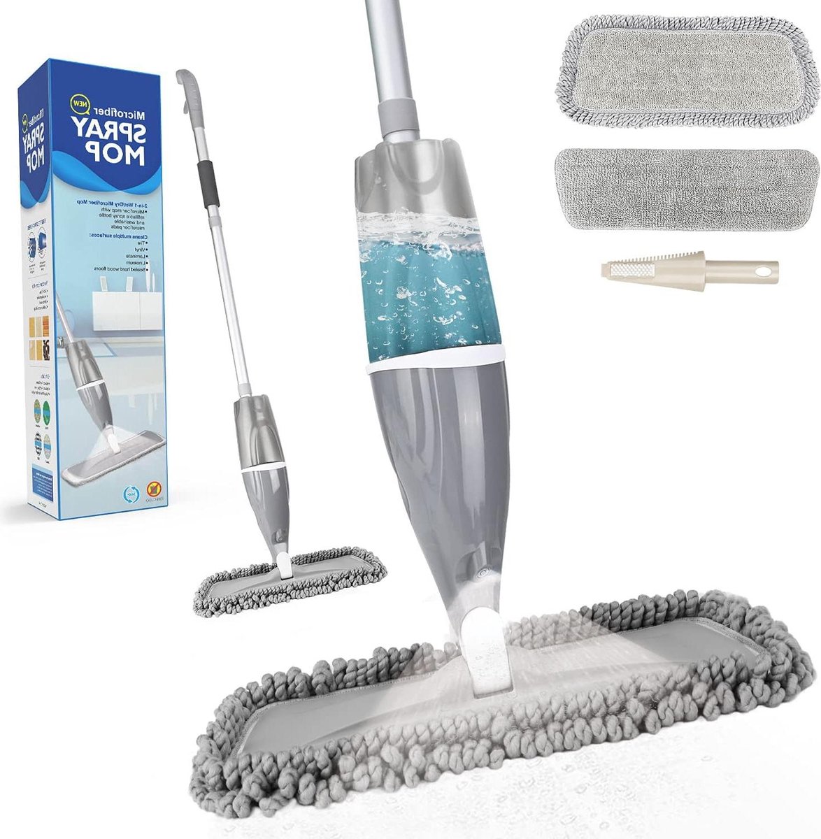 Goedkoopste Vloerdweil microvezel dweil - navulbare fles - 2 gratis pads - hardhouten vloer laminaat tegels