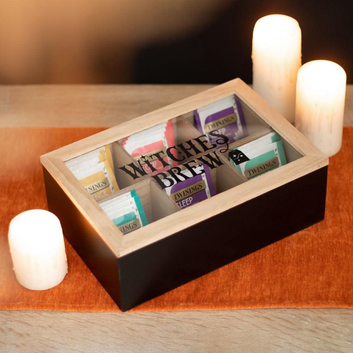 Moderne houten theedoos organizer met compartimenten - stijlvolle opbergoplossing voor het organiseren en presenteren van uw favoriete theecollectie Theedoos — cadeau in Wonen & Interieur - foto 2