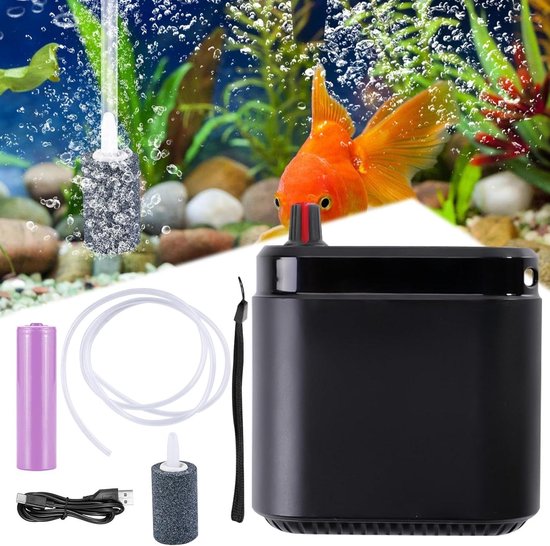 Foto: Luchtpomp zuurstofpomp mini 25 w 3 l min usb opladen draagbare aquariumluchtpomp vissen buiten oxygenerator luchtpomp aquarium