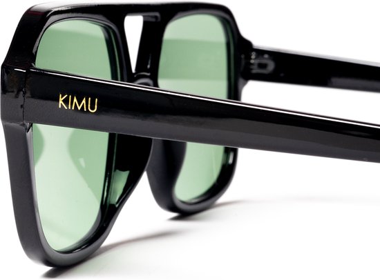 KIMU Influencer Zonnebril - Groene Glazen - Zwart Montuur - Social Media Hollywood Stoer Hip Retro Avator Trendsetter Celebrity Pilotenbril Festival van KIMU — afbeelding 3