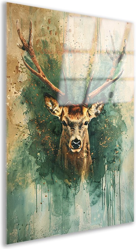 Hert glasschilderijen - Dieren glasschilderijen - Schilderij Achtergrond - Klassieke schilderijen - Acrylaat - Muurkunst acrylglas 50x75 cm