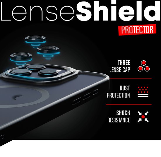 Coque de téléphone adaptée à iPhone Pro Max - Ensemble 2 en 1 - Coque + 2 Protecteurs d'appareil photo - Étui MagSafe - Avec support de téléphone - Zwart - Transparent