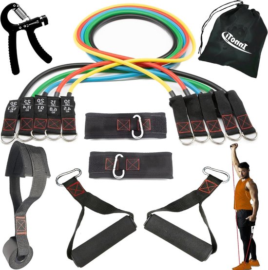 Weerstandsbanden Set - Fitness Elastiek - 5 stuks - Blauw