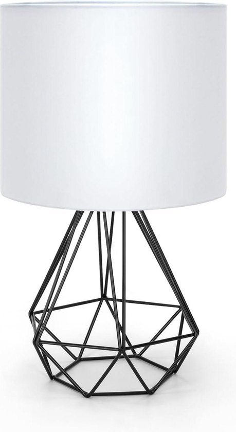 Paco Home Tafellamp Luca Pillar Met Stoffen Kap Naar Slaapkamer Abstract Modern Retro E14