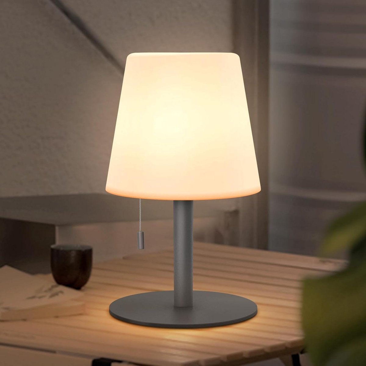 Outdoor Tafellamp 8 Kleuren Led Batterij - Dimbaar en Draagbaar - Voor Tuin en Camping - Grijs