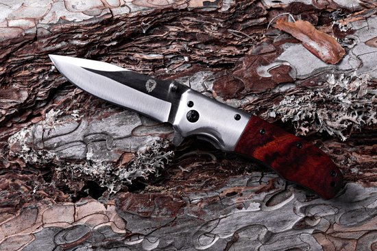 Couteau de poche de Survie outdoor - Système ouvert à 1 main et pince à pantalon - Couteau pliant 20,5 CM - Acier inoxydable - Lion Gear KN-02