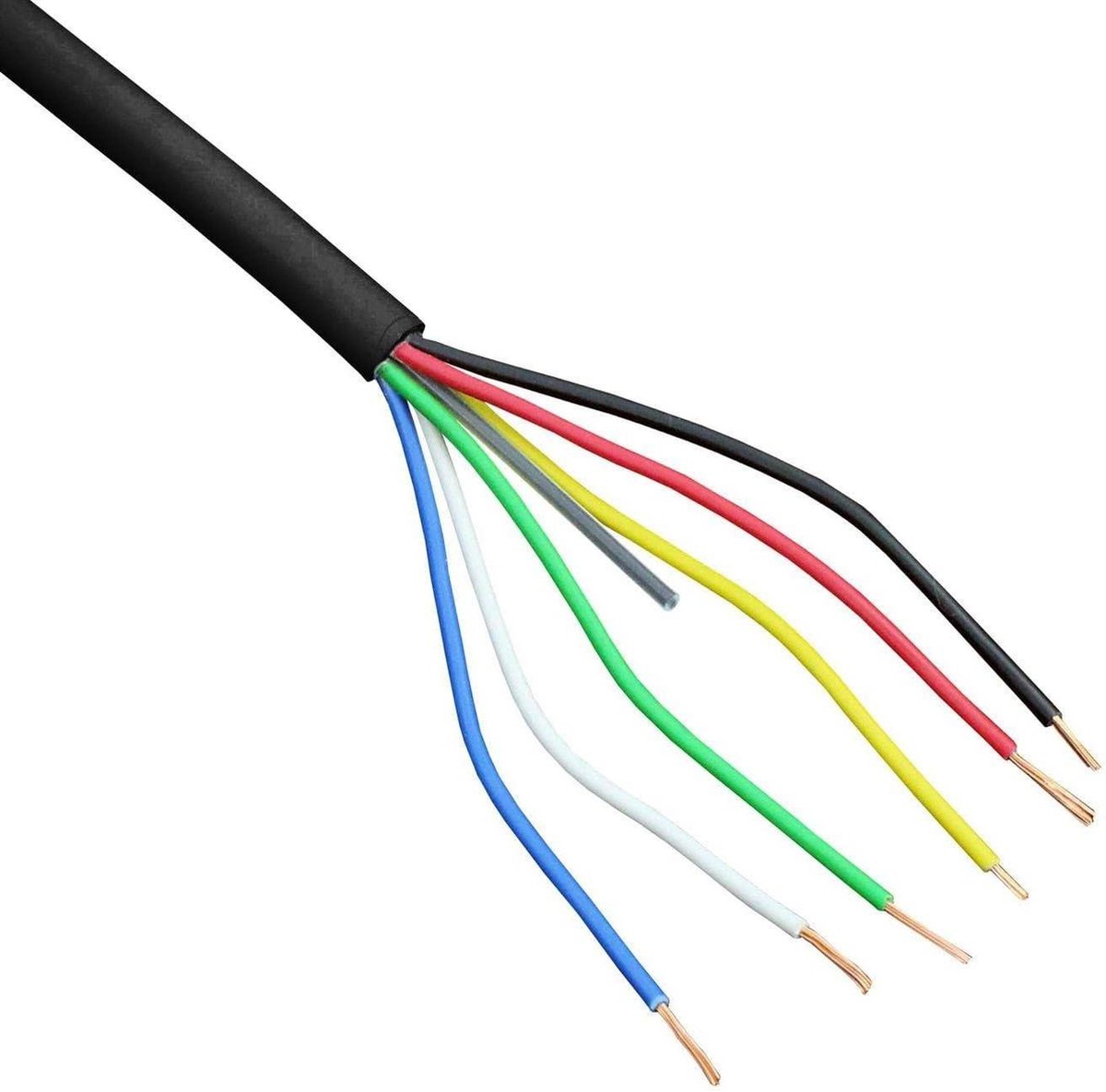 6x 034mm² LED control cable - black - 5 m - sheathed - flexible - shielded - LiYY extension power cable stroomkabel 3 aderige