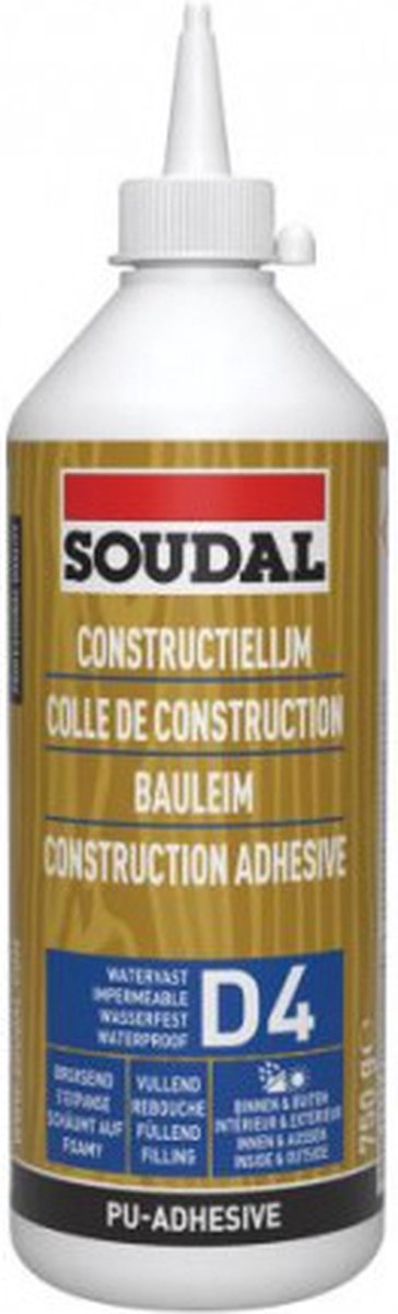 Soudal Pu houtlijm(watervast) 66a 750 ml D4