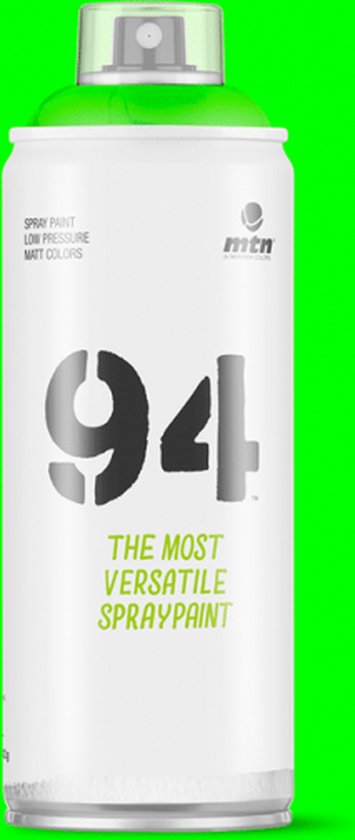 MTN94 Fluoriserend Groene spuitverf - 400ml lage druk en matte afwerking