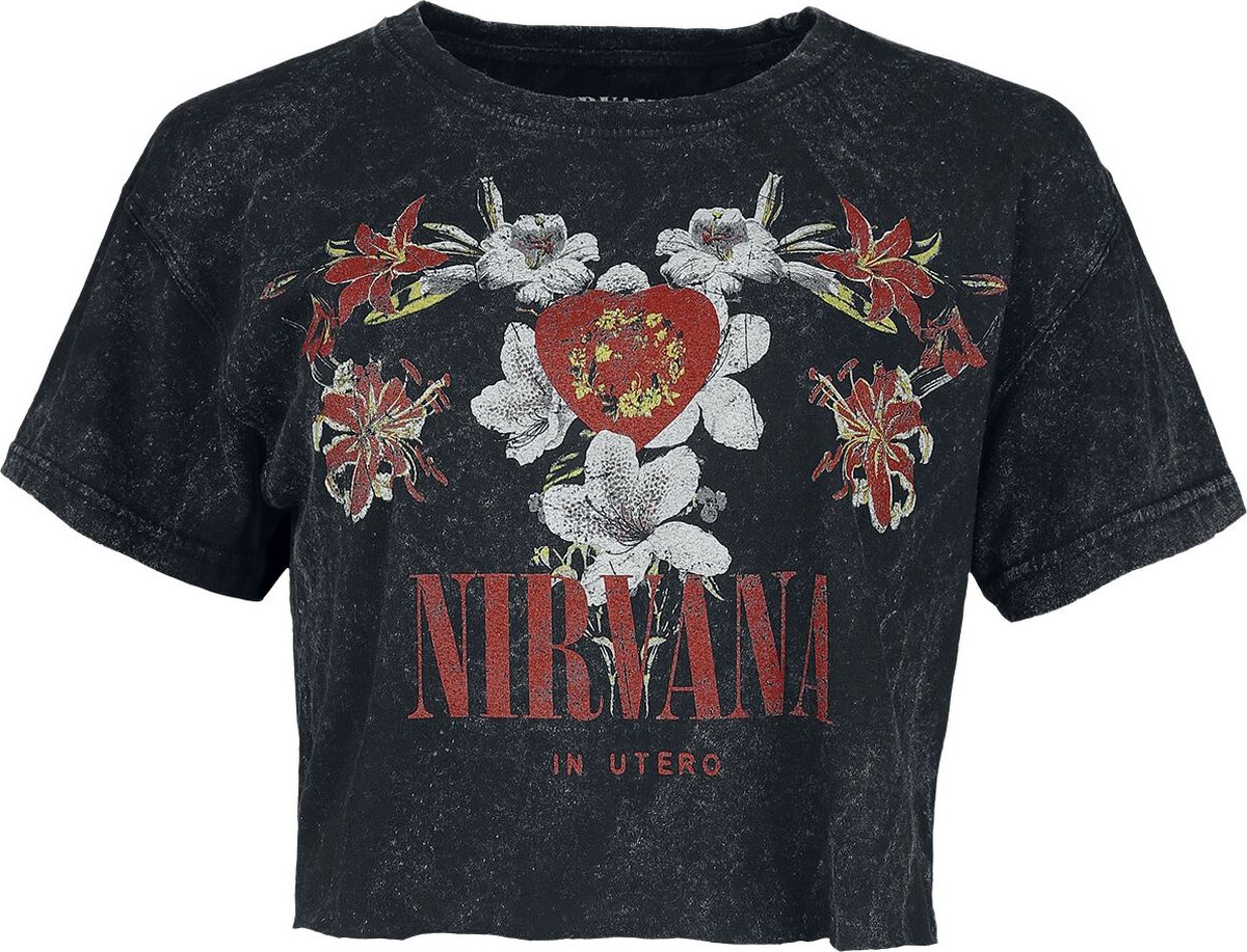 Nirvana Flowers Dames T-shirt - houtskool - XXL