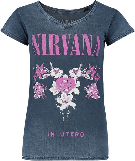 T-shirt Nirvana Flowers bleu marine XXL en Katoen - Produits dérivés du groupe, Groupes
