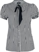 Hell Bunny Humbug Blouse Blouse zwart-wit 4XL Viscose Dames - Casual wear, Rockabilly