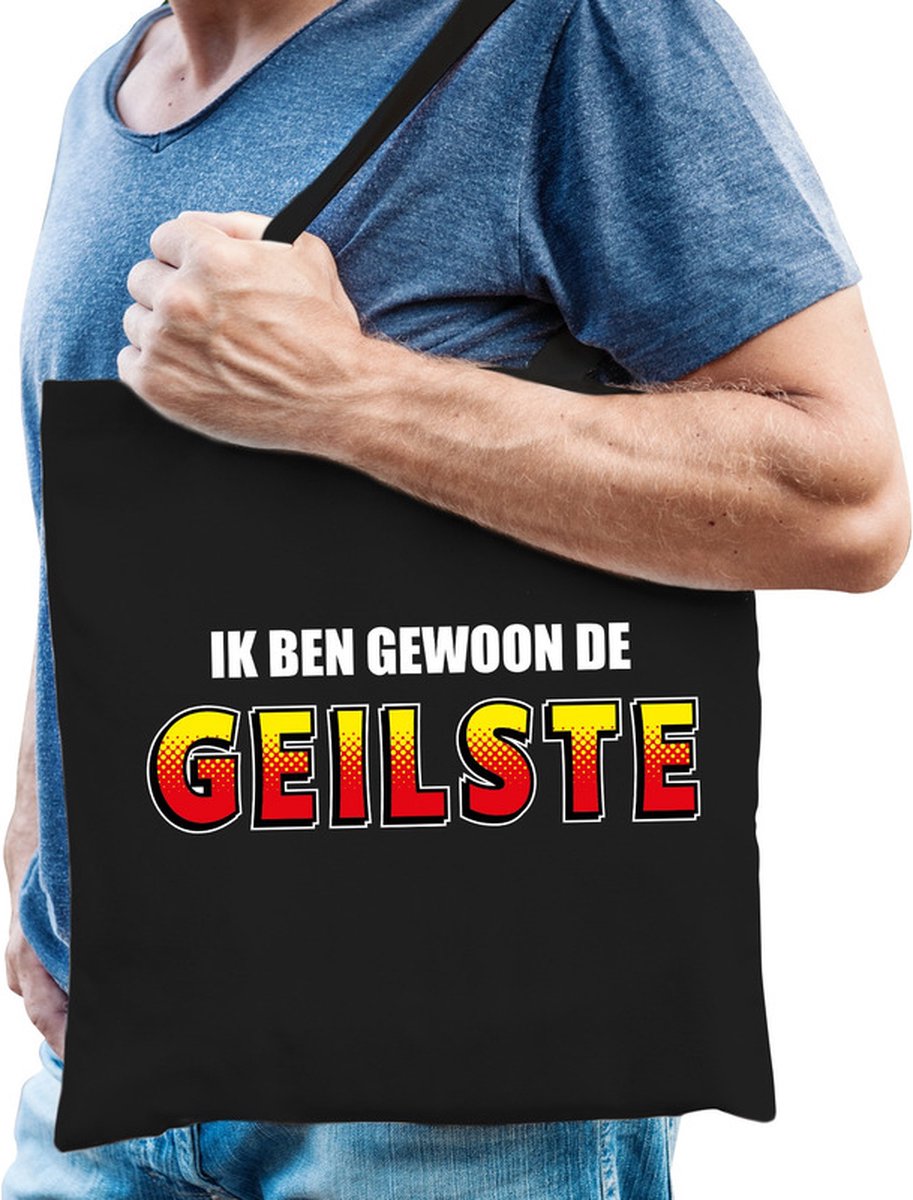 Ik ben gewoon de geilste katoenen tas zwart - tasje / shopper voor heren