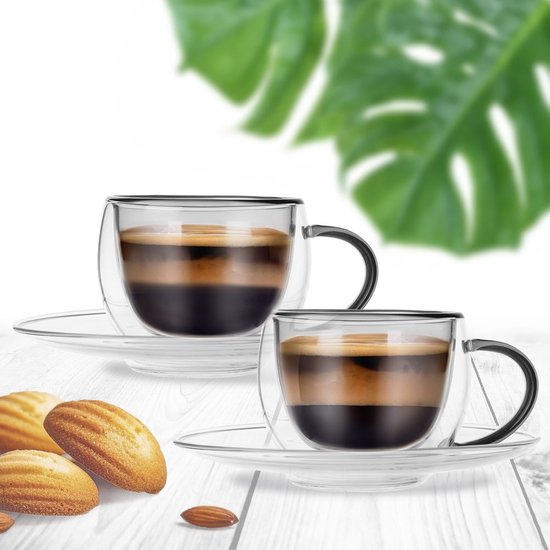 Glazen thee/koffiebeker (6 stuks) met handvat 260 ml Perfect